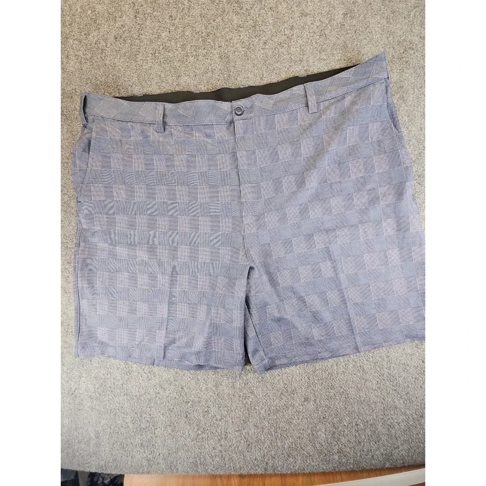 Reebok Shorts Mens 54 Navy Blue Plaid Pockets Logo Performance Golf Casual 1581